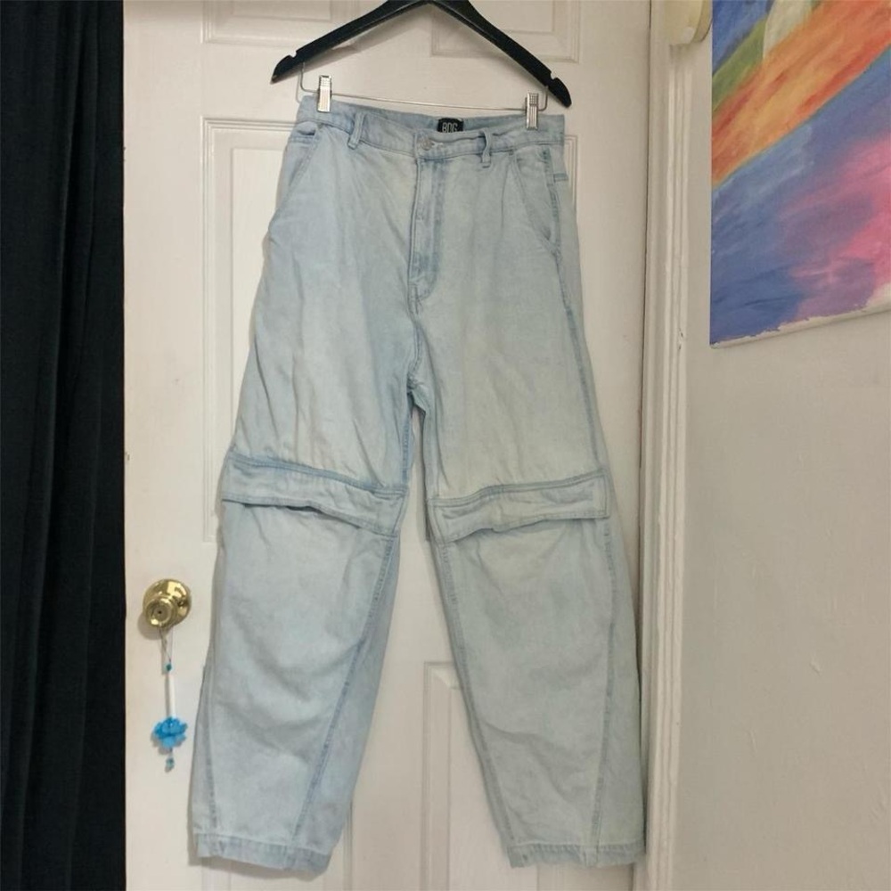 Light Blue Baggy High Waisted Cargo Pants
